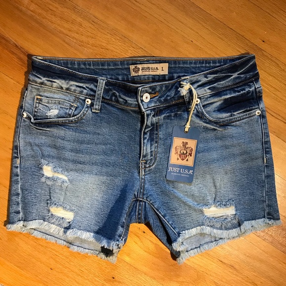 Just Usa Distressed Denim Shorts 